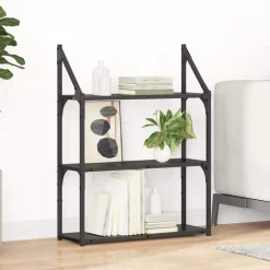 vidaXL Wandplank Muurmontage Zwart Eiken 60 x 21 x 78,5 cm