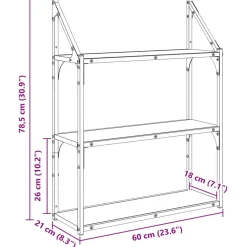 vidaXL Wandplank Muurmontage Zwart Eiken 60 x 21 x 78,5 cm