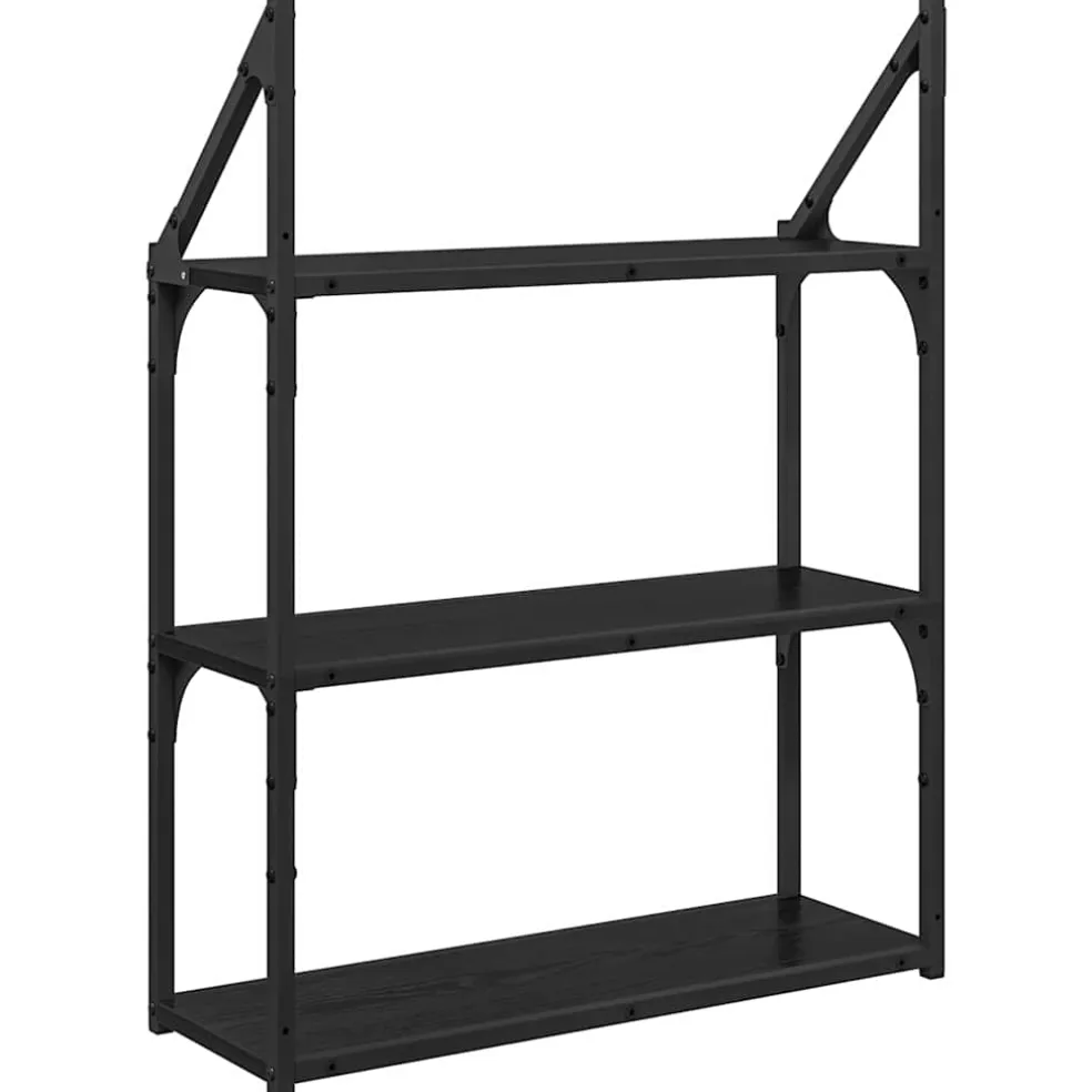 vidaXL Wandplank Muurmontage Zwart Eiken 60 x 21 x 78,5 cm