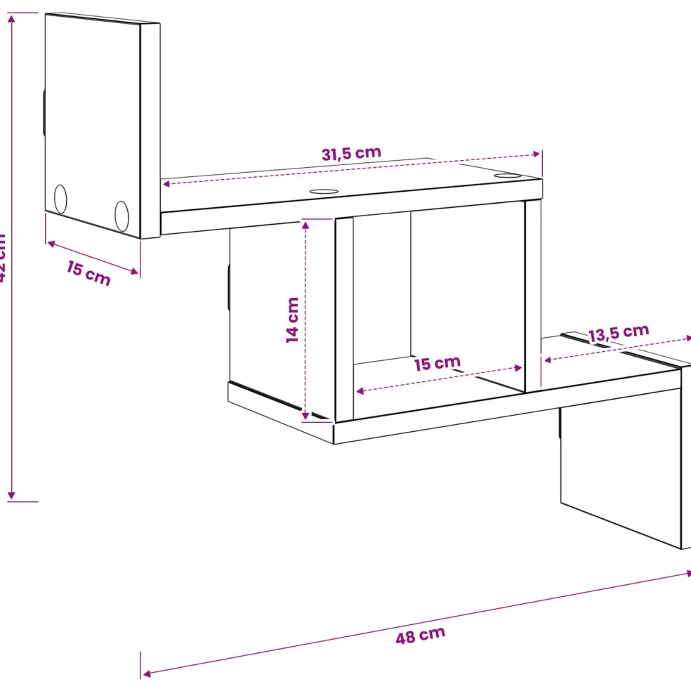 vidaXL Wandplank Oud hout 48 x 15 x 42 cm Bewerkt hout