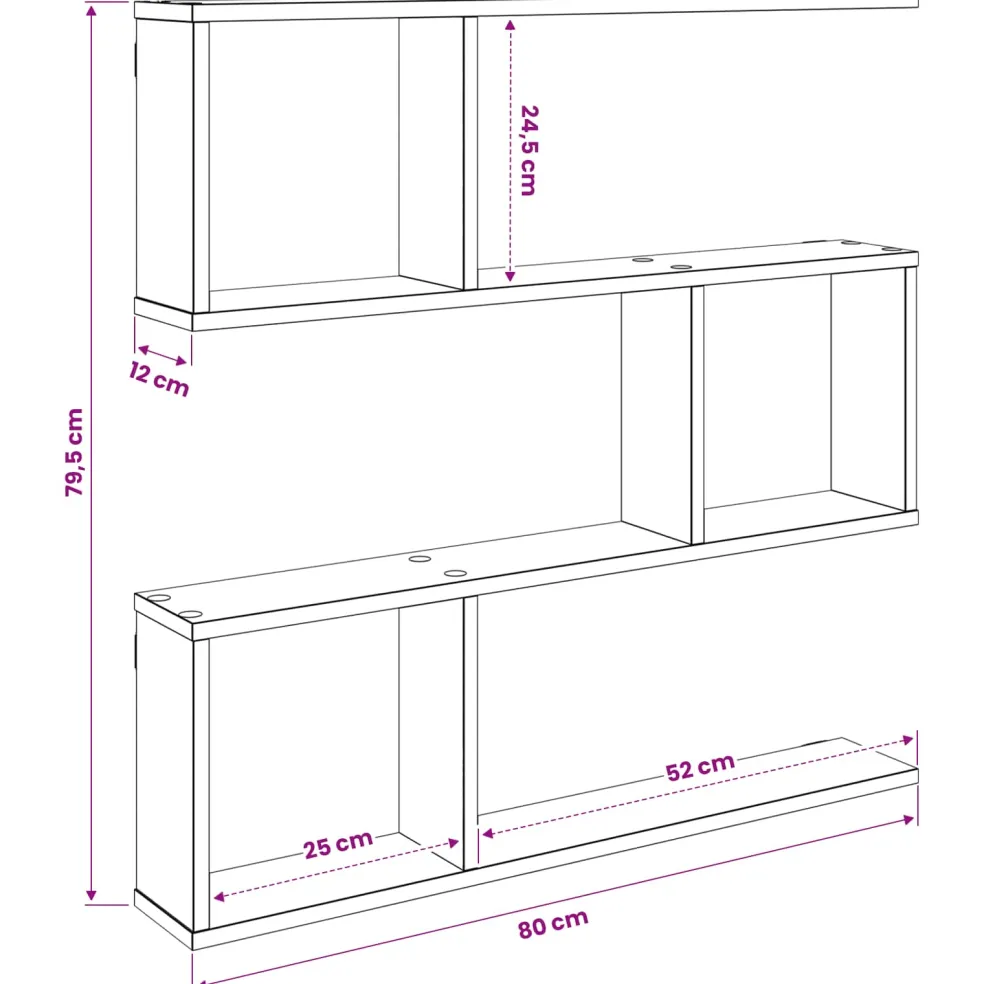 vidaXL Wandplank Sonoma Eiken 80 x 12 x 79,5 cm Bewerkt hout