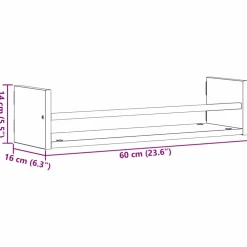 vidaXL Wandplank 2 st Artisan Eiken 60 x 16 x 14 cm