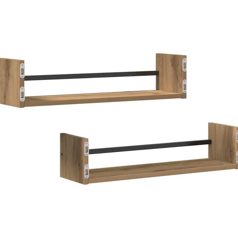 vidaXL Wandplank 2 st Artisan Eiken 60 x 16 x 14 cm