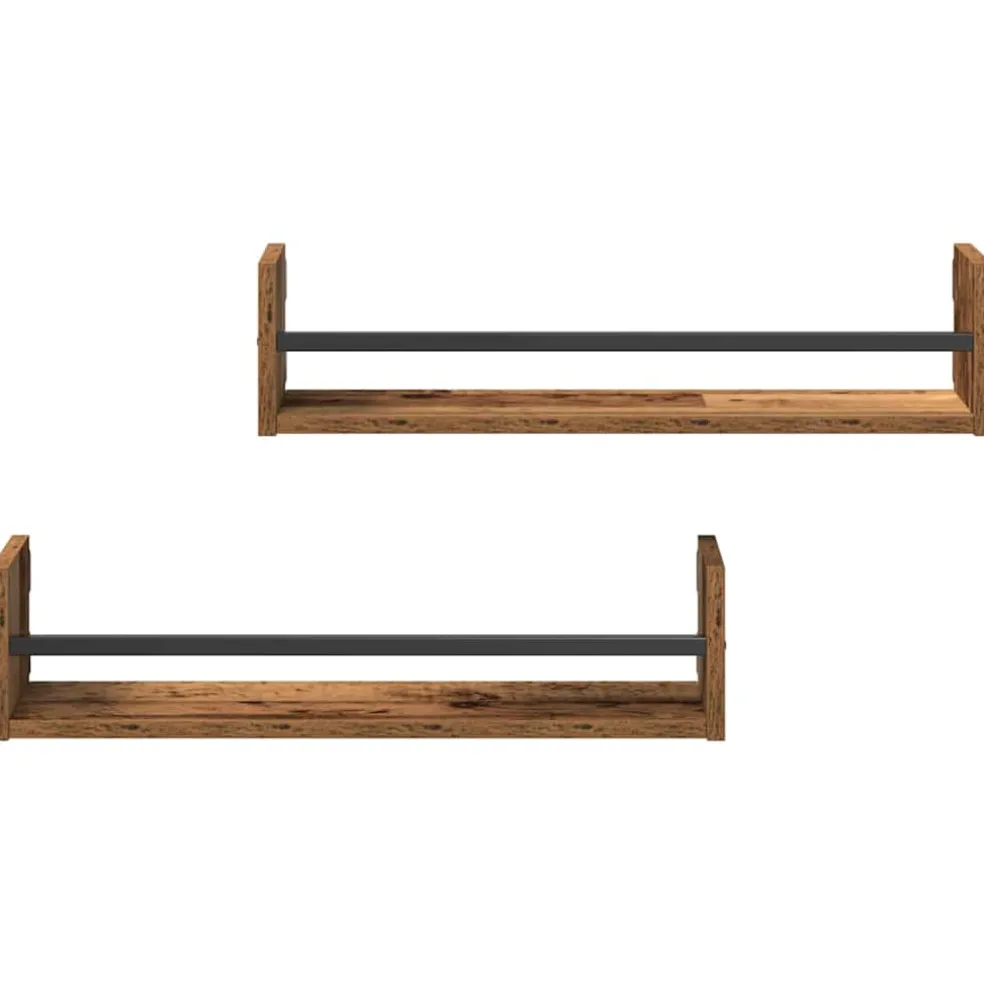 vidaXL Wandplank 2 st Oudhout 60 x 16 x 14 cm