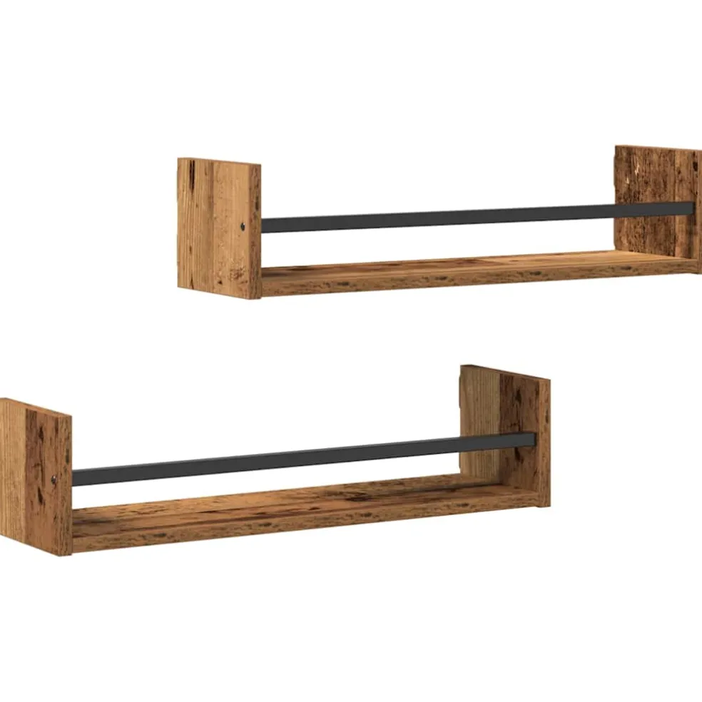 vidaXL Wandplank 2 st Oudhout 60 x 16 x 14 cm