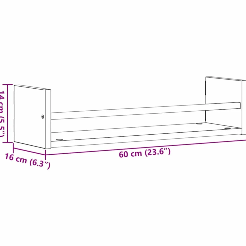 vidaXL Wandplank 2 st Oudhout 60 x 16 x 14 cm
