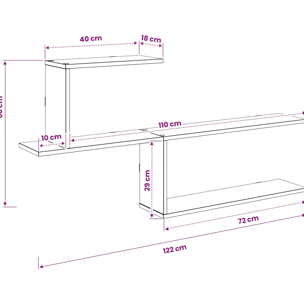vidaXL Wandplank Wit 122 x 18 x 60 cm Bewerkt hout