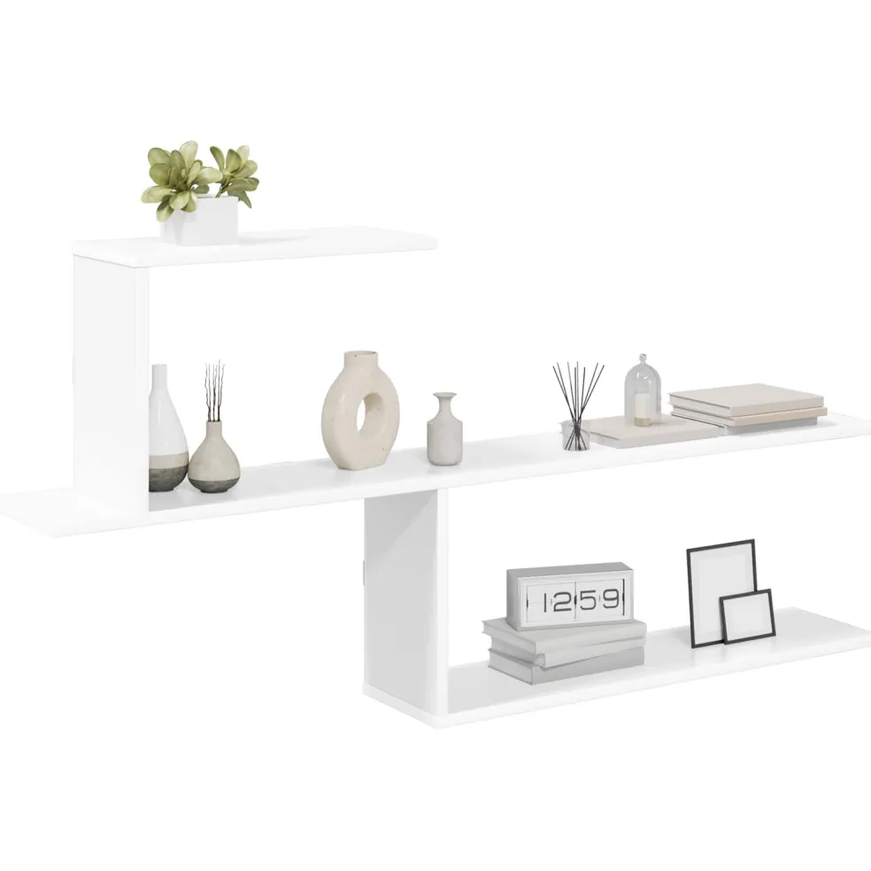 vidaXL Wandplank Wit 122 x 18 x 60 cm Bewerkt hout