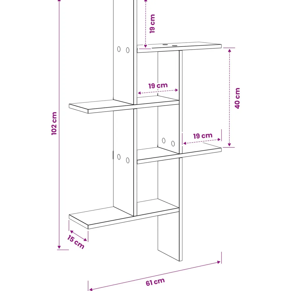 vidaXL Wandplank Wit 61 x 15 x 102 cm Bewerkt hout