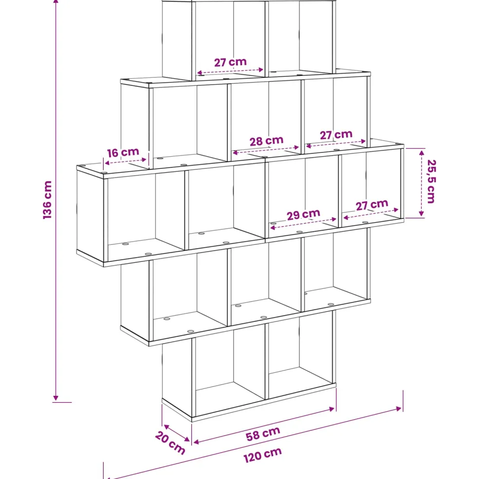 vidaXL Wandplank Wit 120 x 20 x 136 cm Bewerkt hout