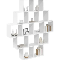 vidaXL Wandplank Wit 120 x 20 x 136 cm Bewerkt hout
