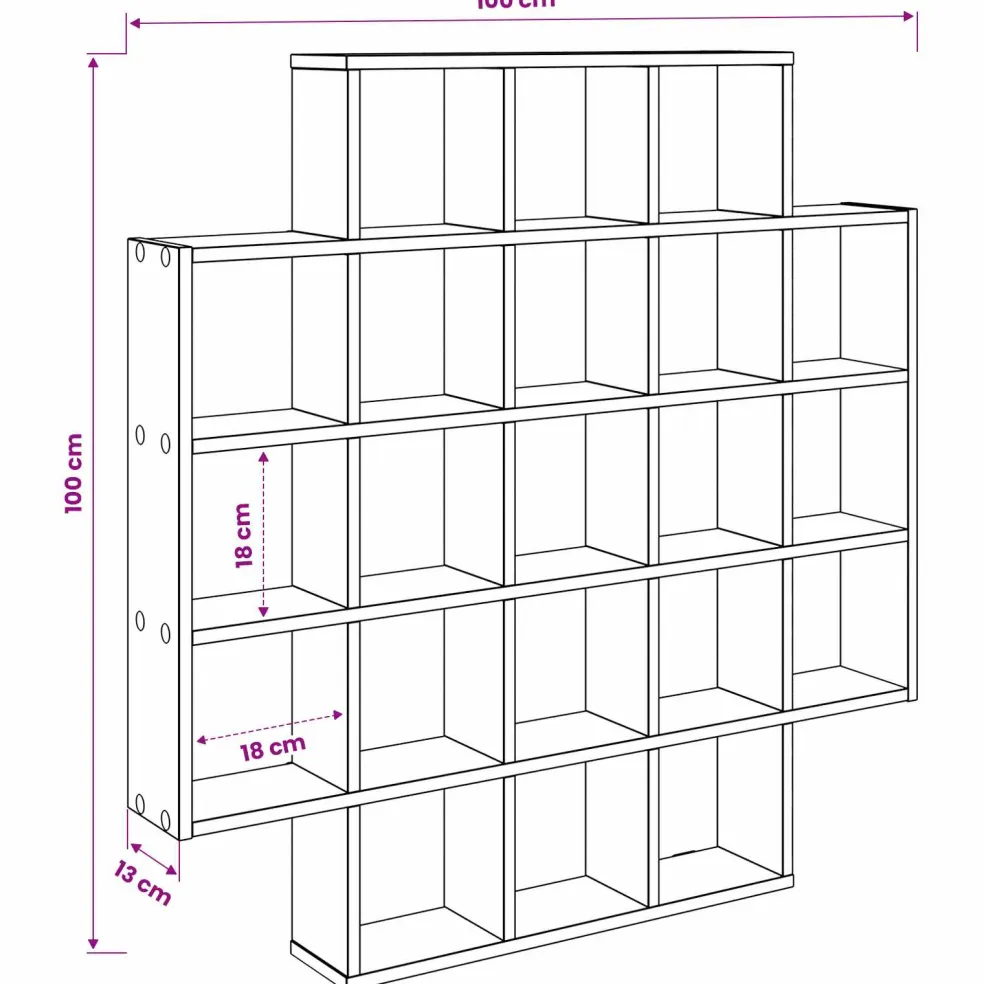 vidaXL Wandplank Zwart eiken 100 x 13 x 100 cm Bewerkt hout