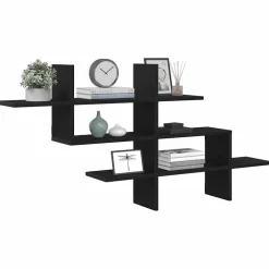 vidaXL Wandplank Zwart Eiken 124,5x18x60,5 cm Bewerkt Hout
