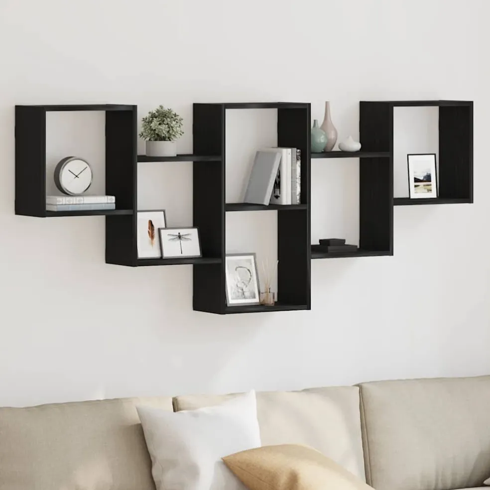 vidaXL Wandplank Zwart Eiken 159x18x66 cm Bewerkt Hout