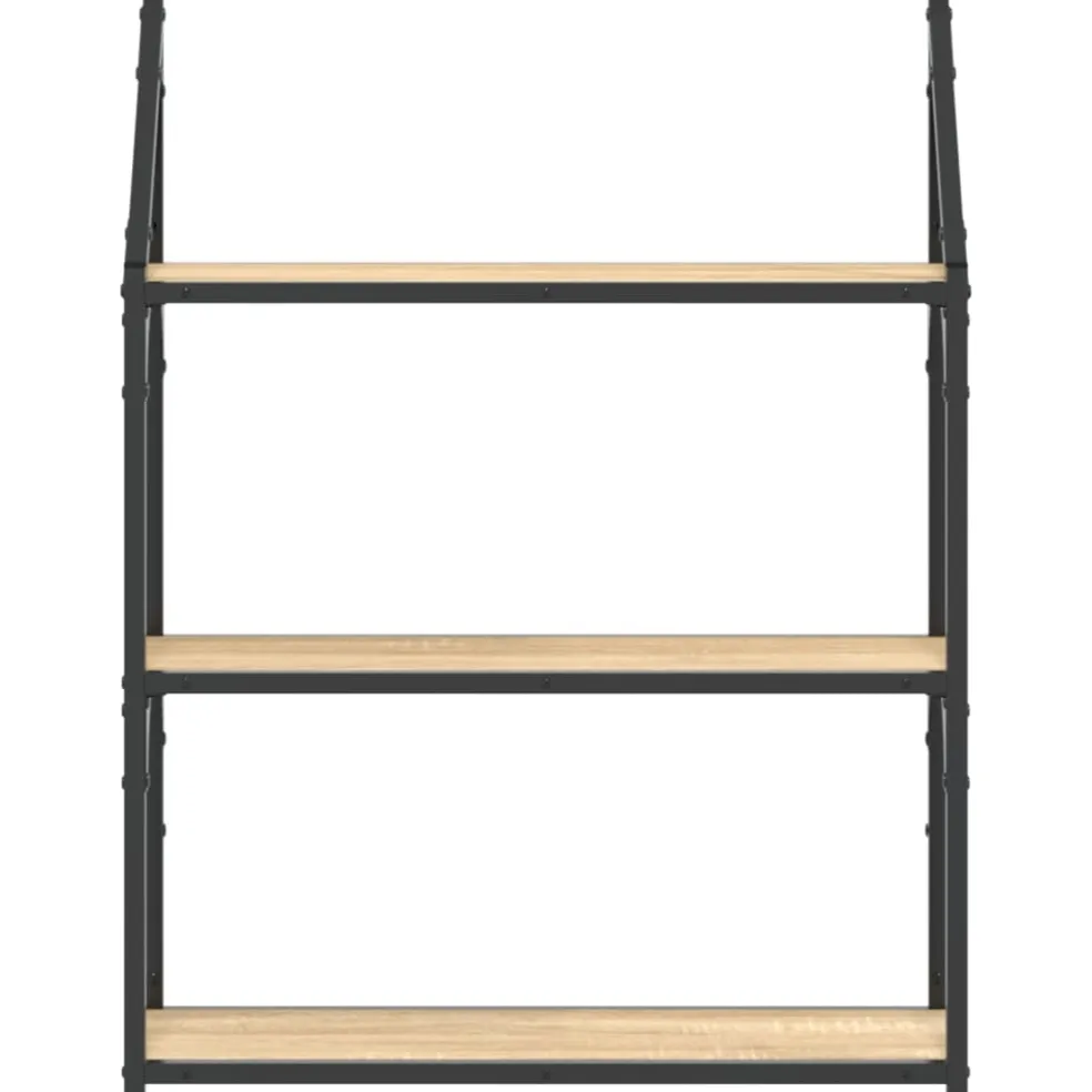 vidaXL Wandrek 3-laags 60x21x78,5 cm bewerkt hout sonoma eikenkleurig