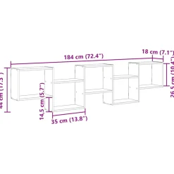 vidaXL Wandschap kubus 5 vakken bewerkt hout zwart
