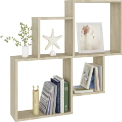 vidaXL Wandschap kubus 80x15x78,5 cm bewerkt hout sonoma eiken