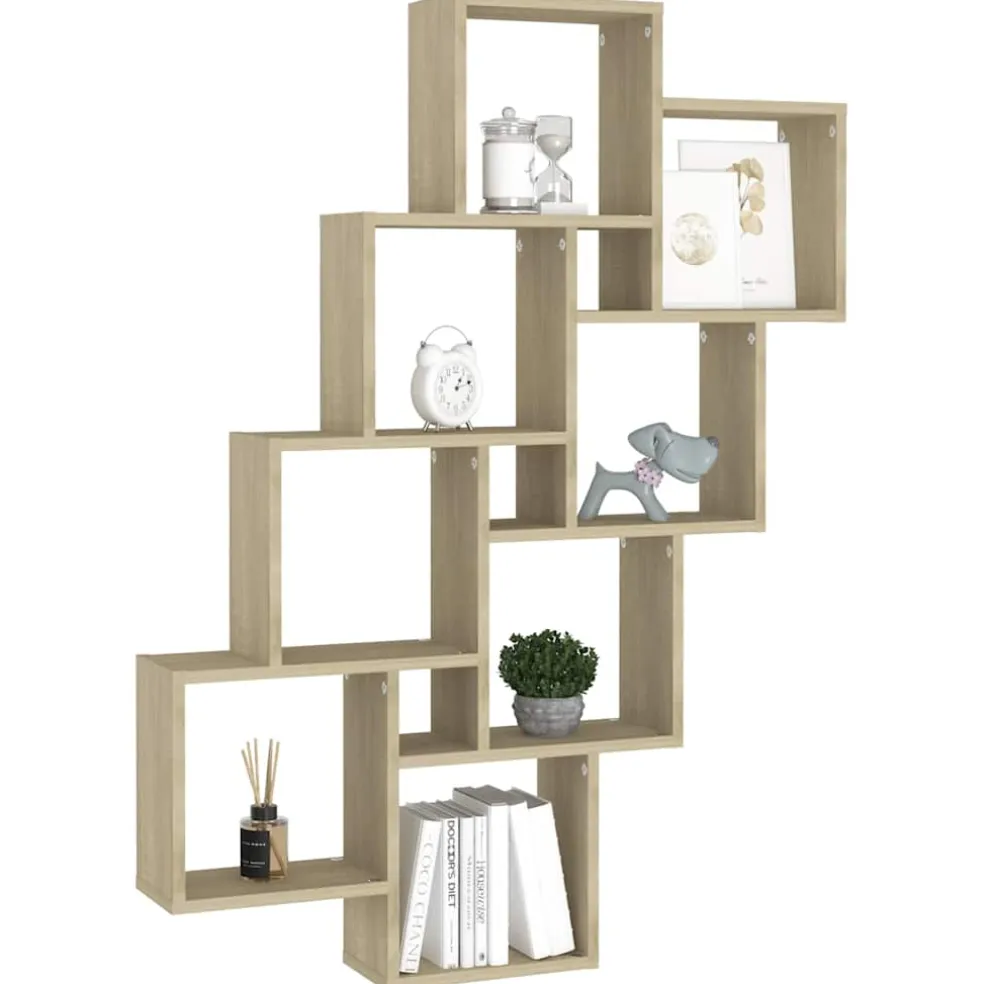vidaXL Wandschap kubus 90x15x119 cm bewerkt hout sonoma eikenkleurig