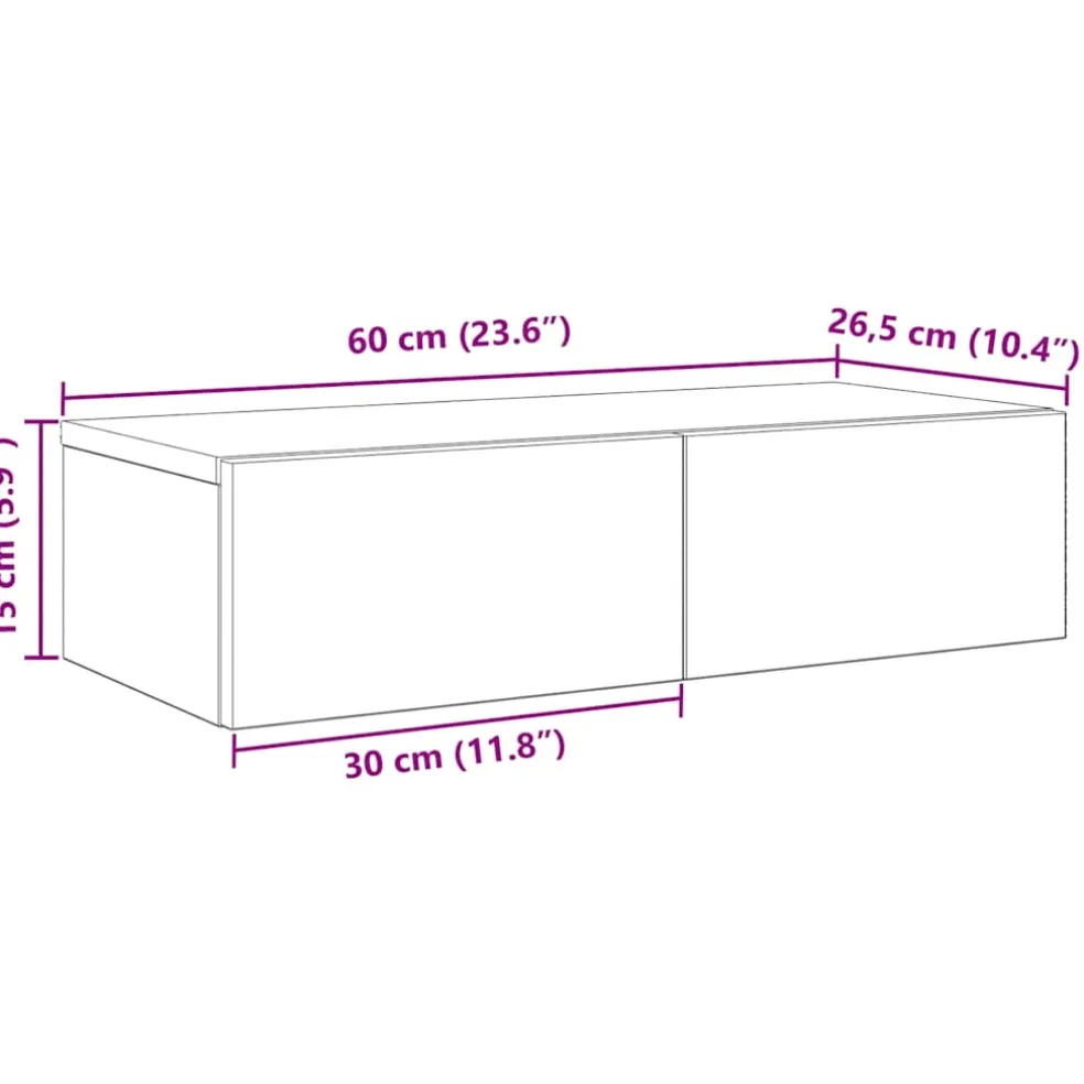 vidaXL Wandschap met lades 60x26,5x15 cm bewerkt hout wit