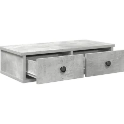 vidaXL Wandschap met lades 60x28x15 cm bewerkt hout betongrijs