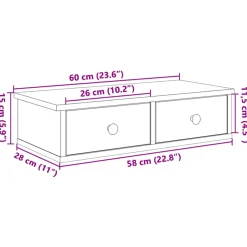 vidaXL Wandschap met lades 60x28x15 cm bewerkt hout betongrijs