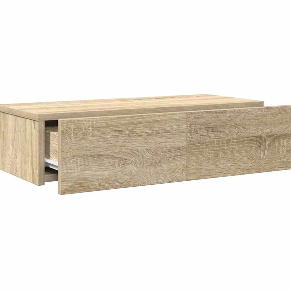vidaXL Wandschap met lades 60x26,5x15cm bewerkt hout sonoma eikenkleur