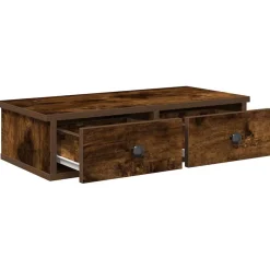 vidaXL Wandschap met lades 60x28x15 cm bewerkt hout gerookt eikenkleur