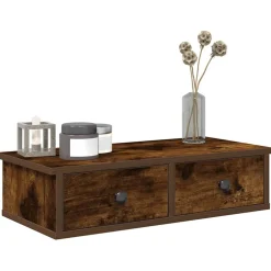 vidaXL Wandschap met lades 60x28x15 cm bewerkt hout gerookt eikenkleur