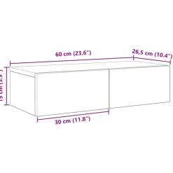 vidaXL Wandschap met lades 60x26,5x15 cm bewerkt hout artisanaal eiken