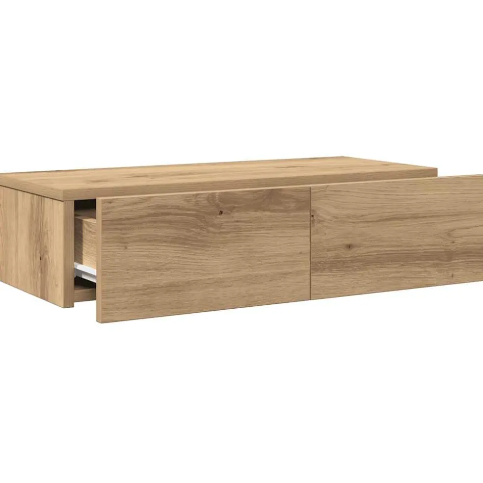 vidaXL Wandschap met lades 60x26,5x15 cm bewerkt hout artisanaal eiken