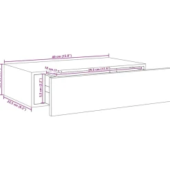 vidaXL Wandschap met lade 40x23,5x10 cm MDF zwart