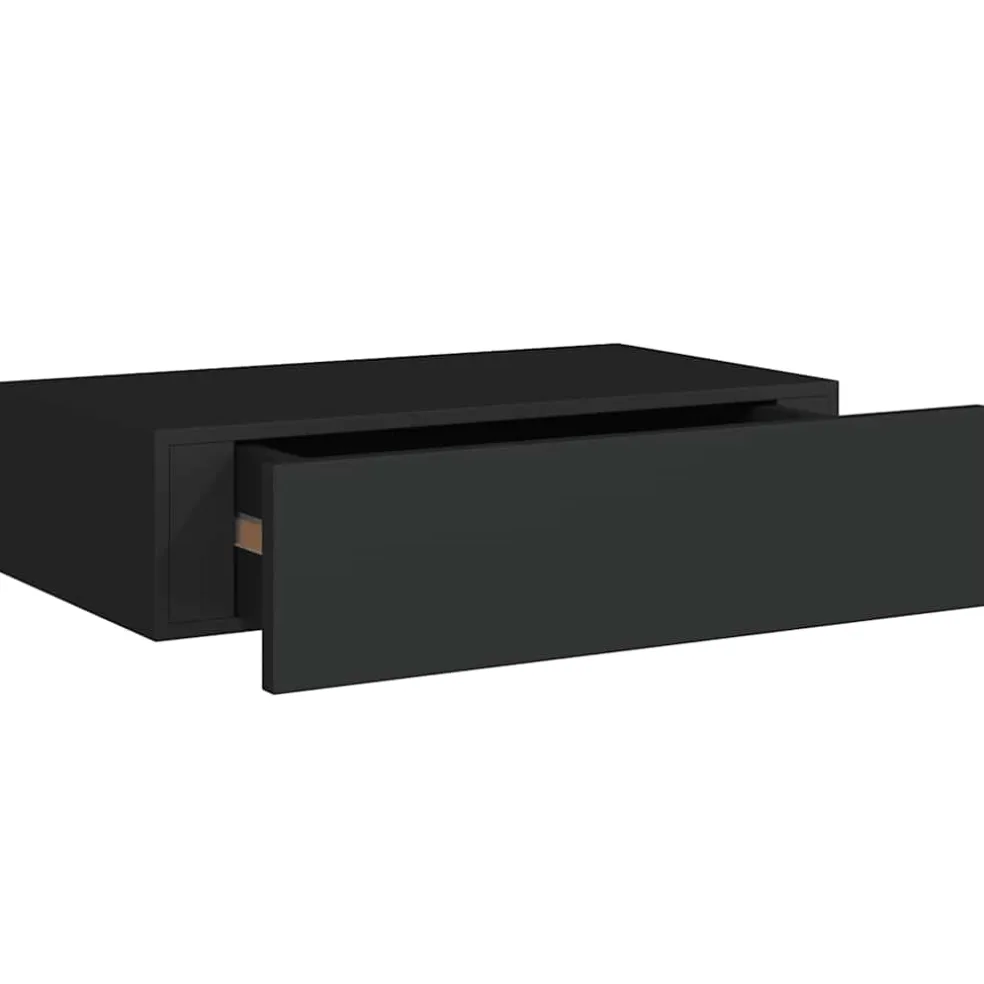 vidaXL Wandschap met lade 40x23,5x10 cm MDF zwart