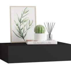 vidaXL Wandschap met lade 40x23,5x10 cm MDF zwart