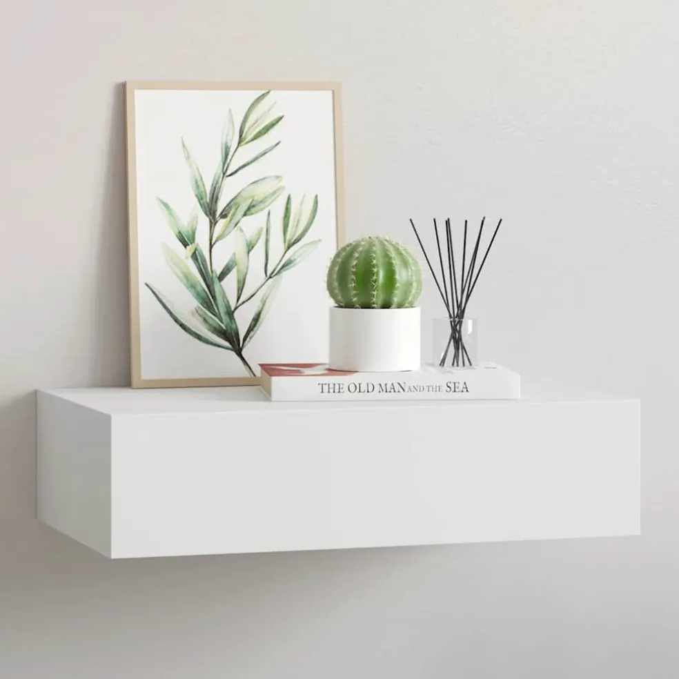 vidaXL Wandschap met lade 40x23,5x10 cm MDF wit