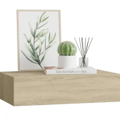 vidaXL Wandschap met lade 40x23,5x10 cm MDF eikenkleurig