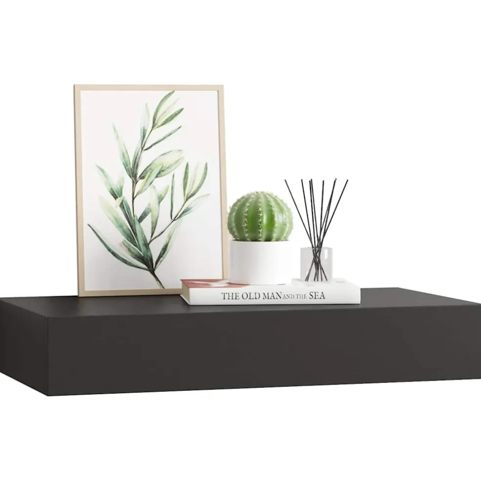vidaXL Wandschap met lade zwevend 48x25x8 cm zwart