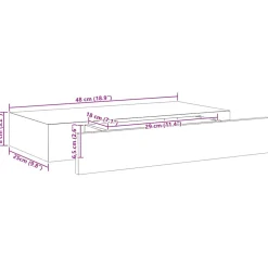 vidaXL Wandschap met lade zwevend 48x25x8 cm zwart