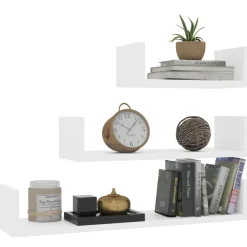 vidaXL Wandschappen 3 st bewerkt hout wit