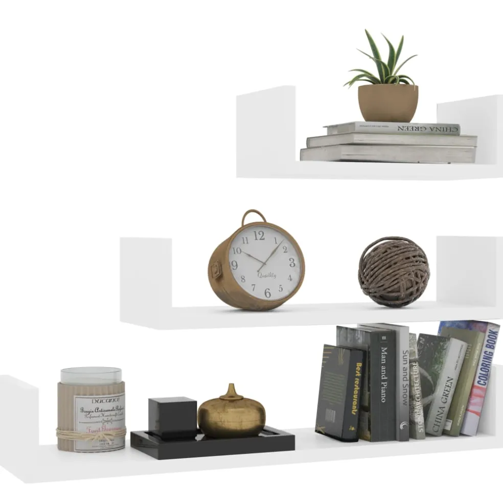vidaXL Wandschappen 3 st bewerkt hout wit