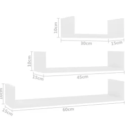 vidaXL Wandschappen 3 st bewerkt hout wit