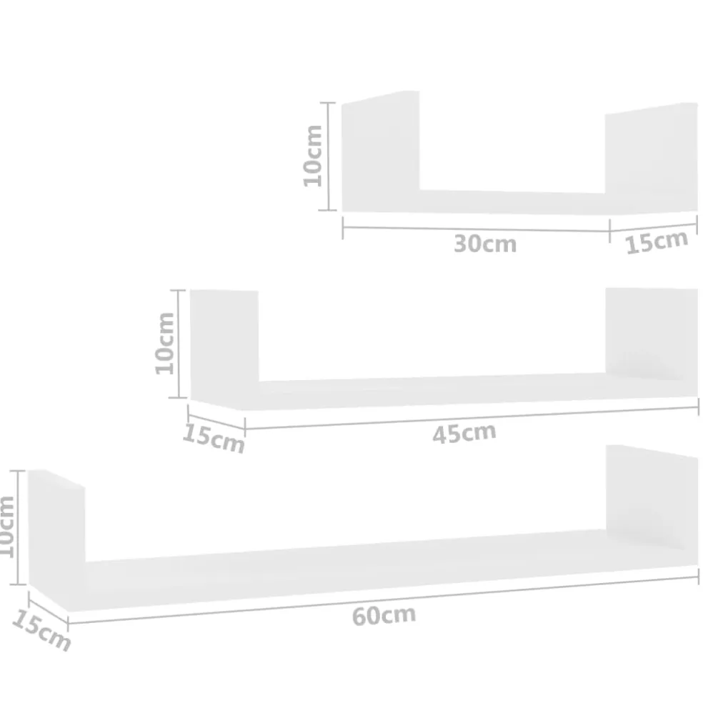 vidaXL Wandschappen 3 st bewerkt hout wit