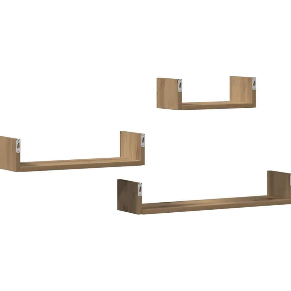 vidaXL Wandschappen 3 st bewerkt hout artisanaal eiken
