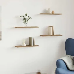 vidaXL Wandschappen 4 st 40x10x1,5 cm bewerkt hout artisanaal eiken