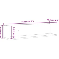 vidaXL Wandschappen 2 st 75x16,5x16,5 cm bewerkt hout zwart