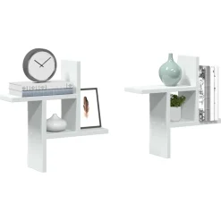 vidaXL Wandschappen 2 st 38x12x38 cm bewerkt hout wit
