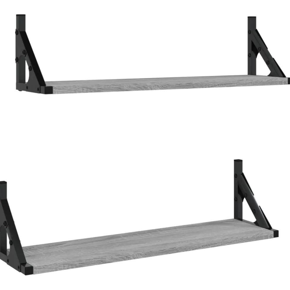 vidaXL Wandschappen 2 st 60x15x15,5 cm grijs sonoma eikenkleurig