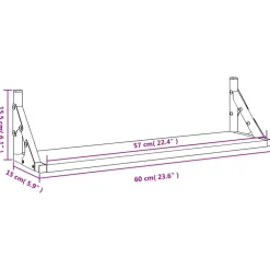 vidaXL Wandschappen 2 st 60x15x15,5 cm grijs sonoma eikenkleurig