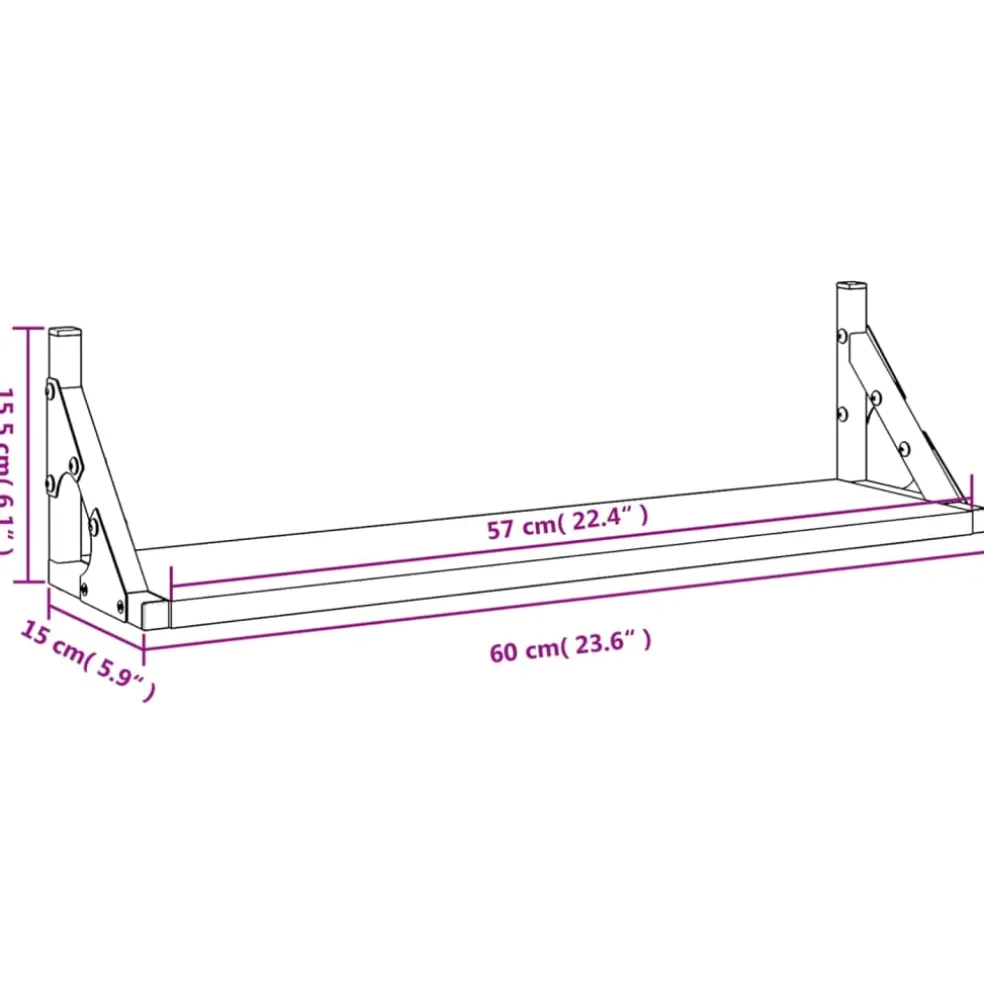 vidaXL Wandschappen 2 st 60x15x15,5 cm grijs sonoma eikenkleurig