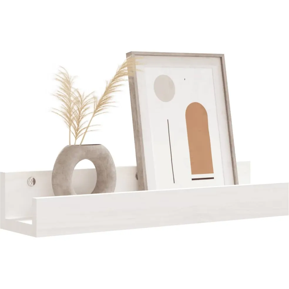 vidaXL Wandschappen 2 st 50x12x9 cm massief grenenhout wit