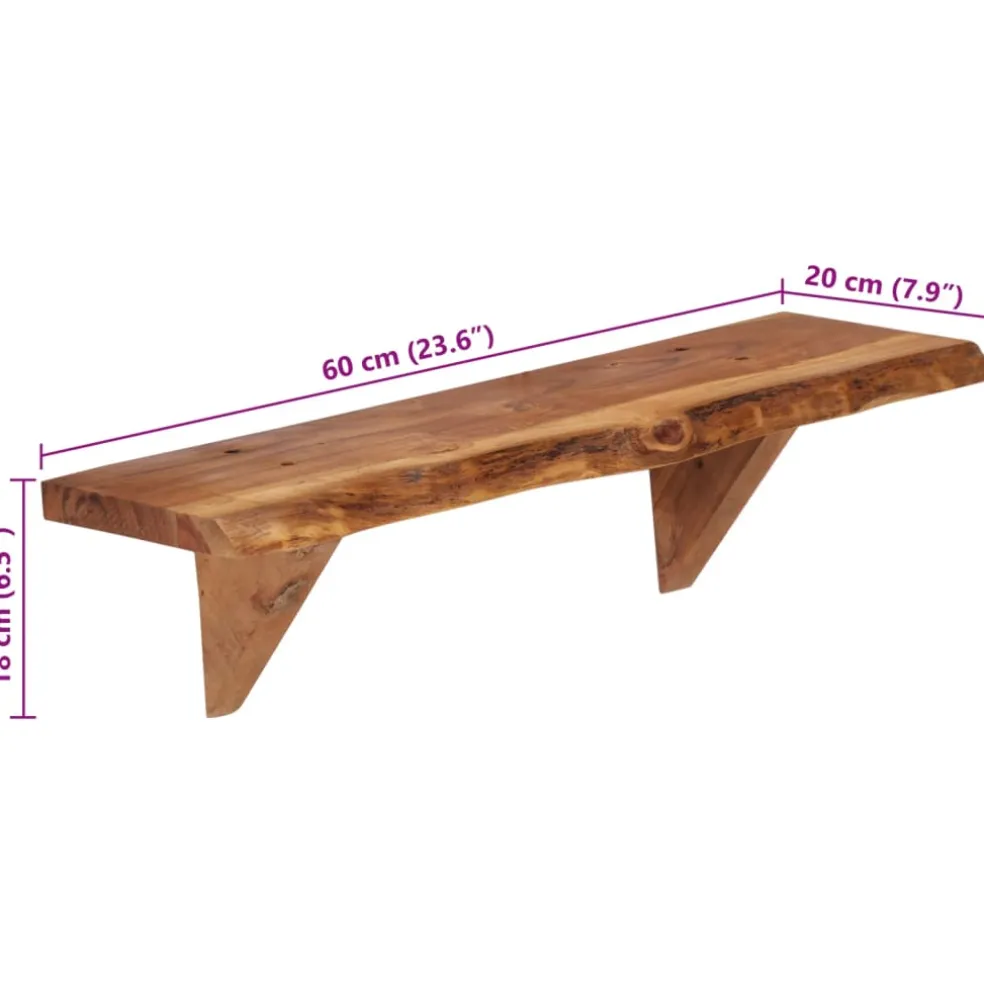 vidaXL Wandschappen 2 st 60x20x18 cm massief acaciahout